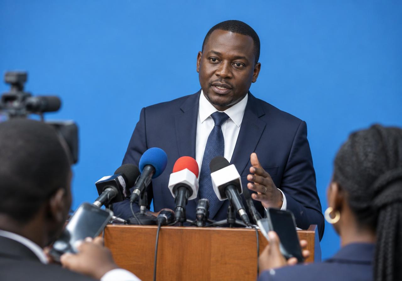 Illustrative image: spokesperson addressing journalists at a press conference